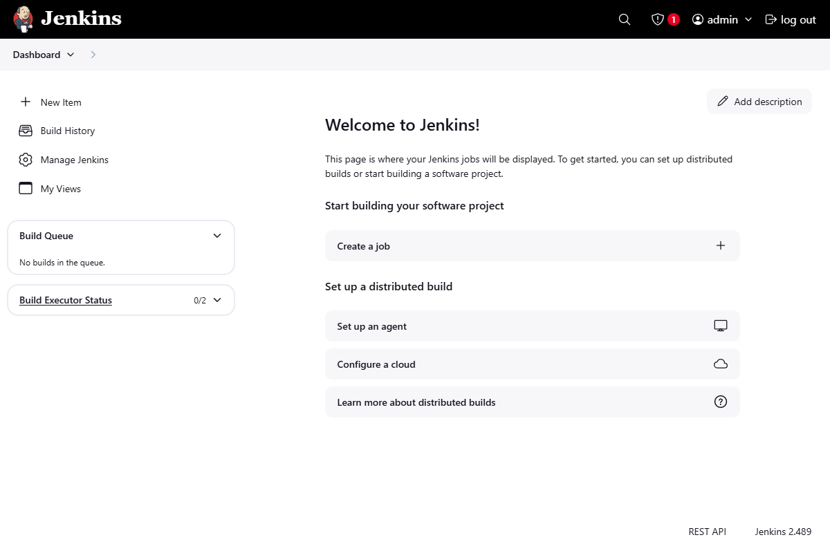 Jenkins dashboard screen