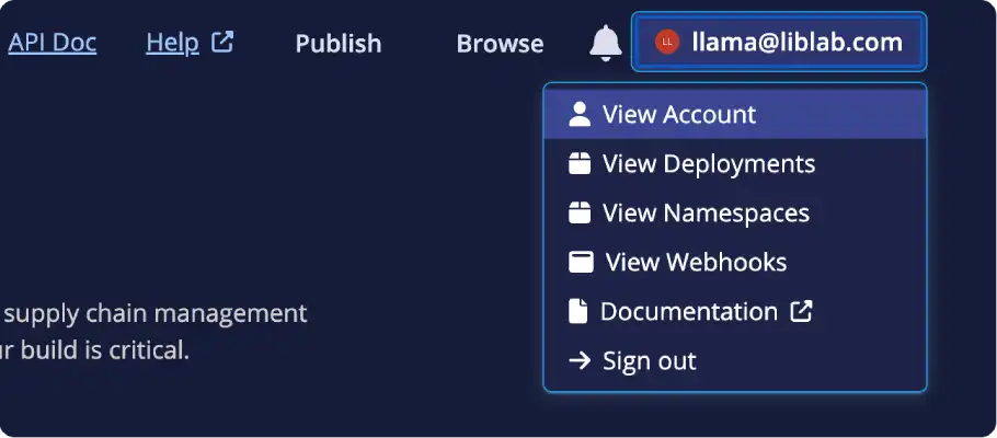 Central Portal Account Menu