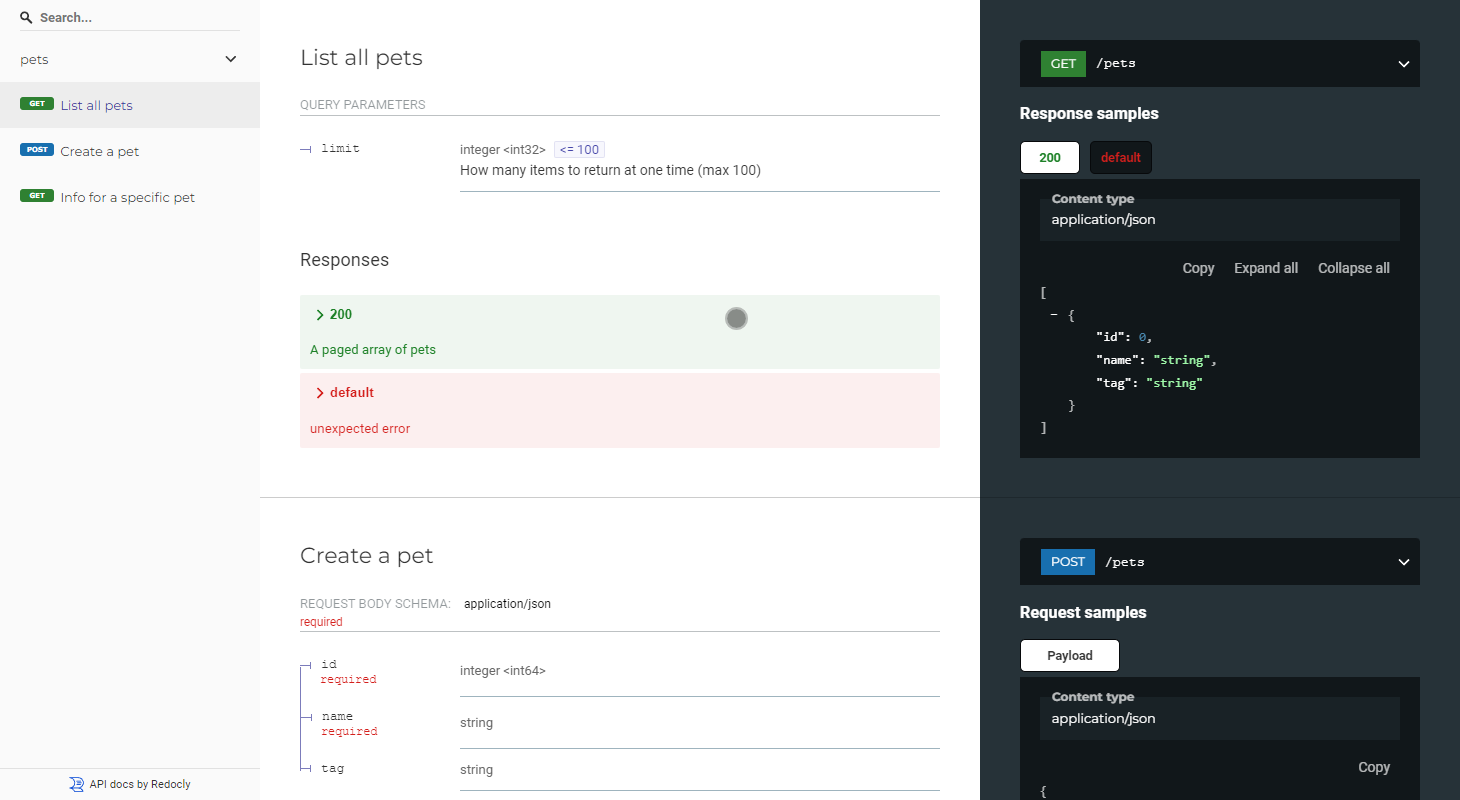 Original API documentation preview